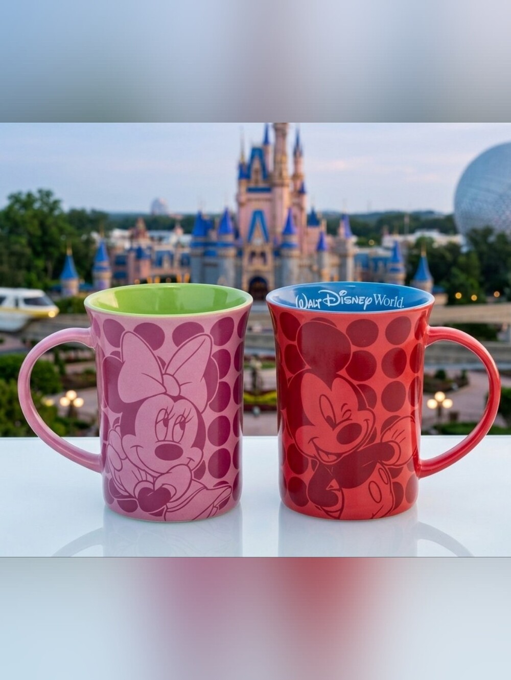 Authentic Disney Parks Mickey & Minnie Polka Dot Mug Set